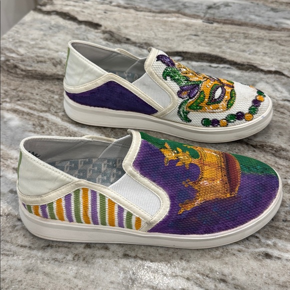 Custom Hand-painted Mardi Gras Slip-On Olukai Sneakers 8.5 - Picture 3 of 8